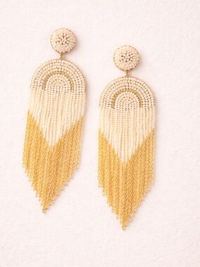 Deepa Gurnani Circe Beaded Fringe
Drop Earrings White Gold Dangle Handmade Boho